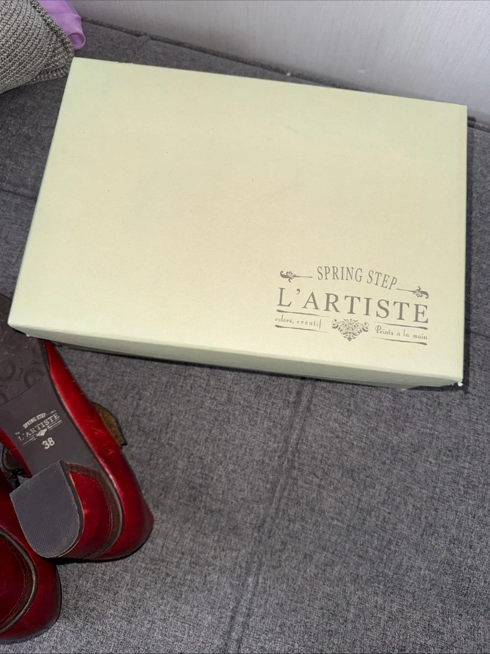 L`Artiste Visionary-B Mary Jane Spring Step leather Red Women 38 (7.5-8) NEW WBX